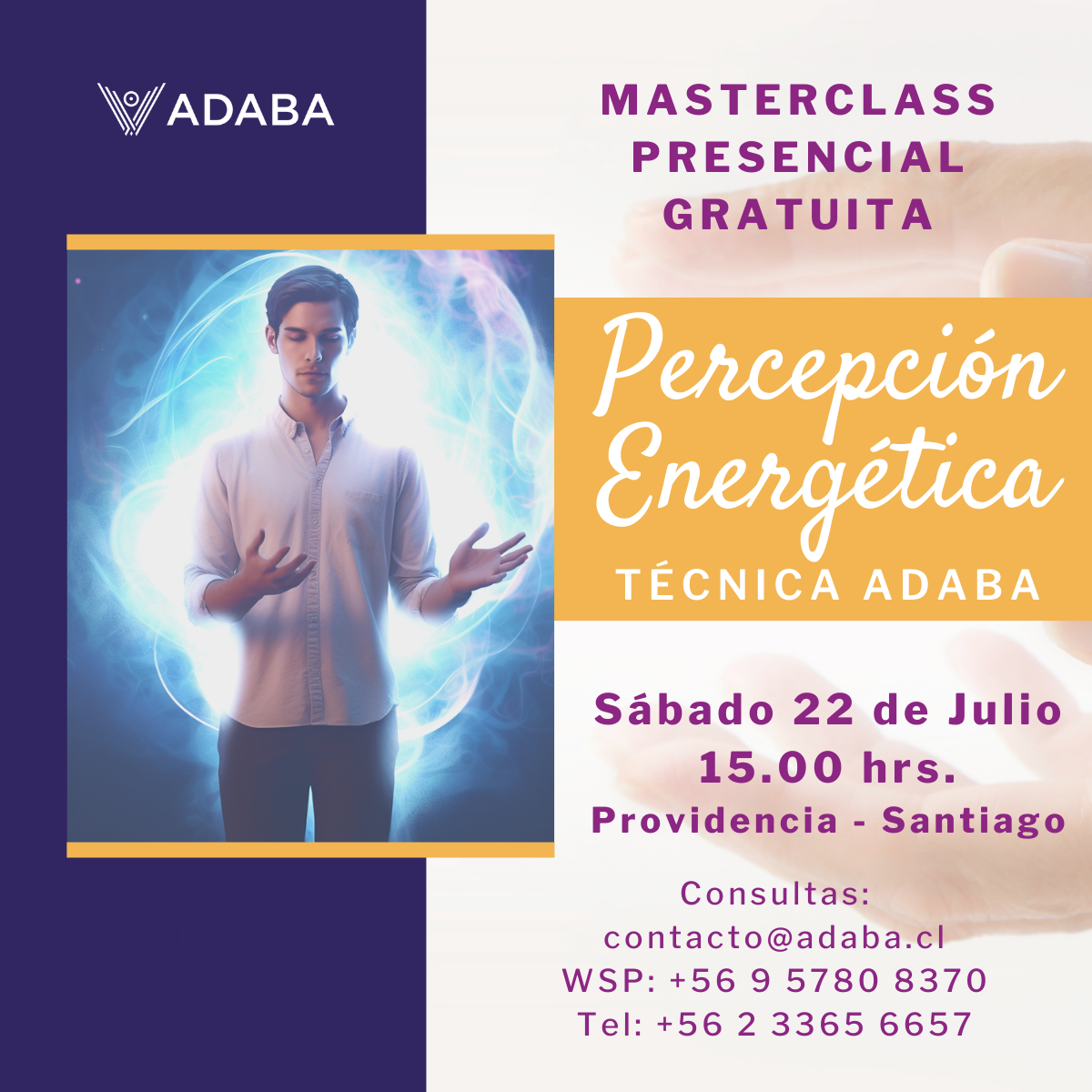 Masterclass Presencial Gratuita - Percepción Energética Técnica ADABA ✨- 22 Julio