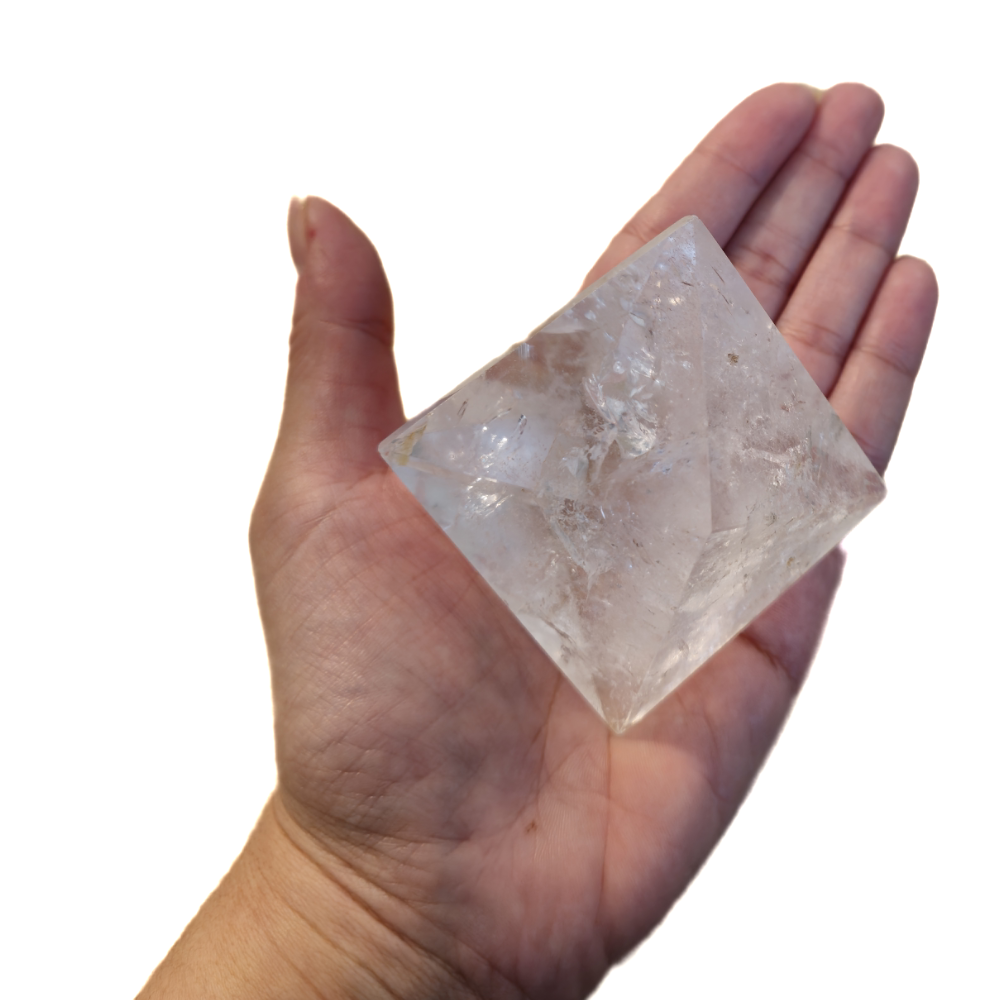 Octaedro Cuarzo Cristal pulido con bisel 5,5cm de lado