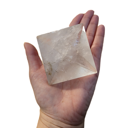Octaedro Cuarzo Cristal pulido con bisel 6,5cm de lado