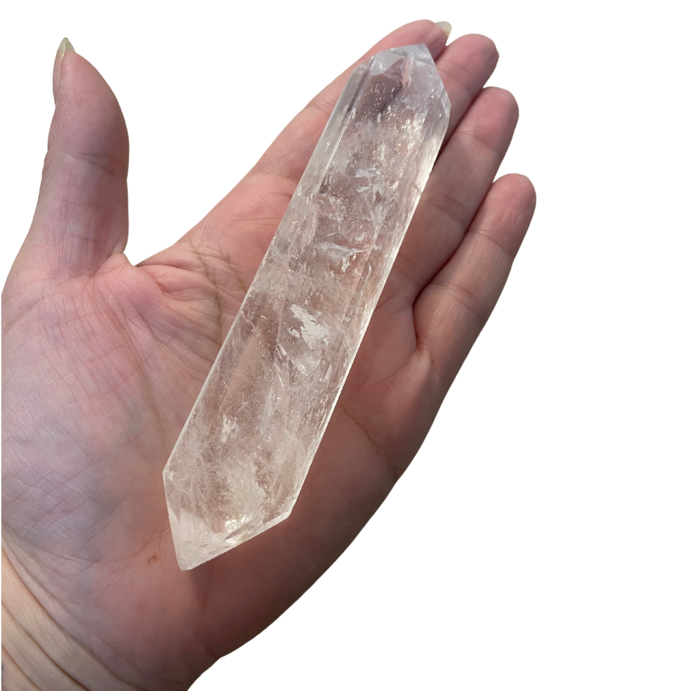 Vara Doble Punta de Cuarzo Cristal pulida 12,5cm